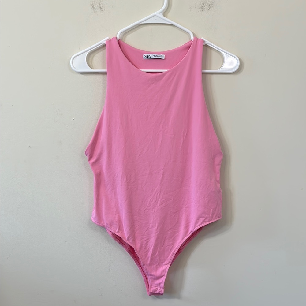 ZARA Halterneck Double Lined Bodysuit Size Large - Picture 2 of 9